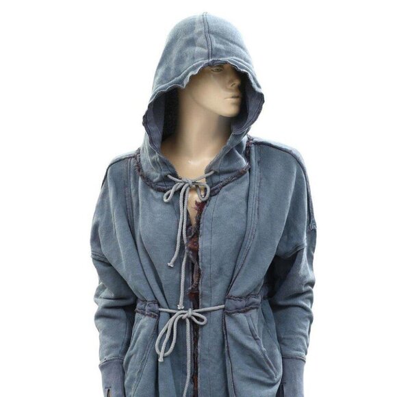 Free People We The Free Ritual Cardigan Top Hoodie Blue Oversized XS NWT - Picture 4 of 9